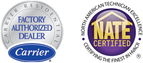 carrier factory authorized dealer and NATE logo