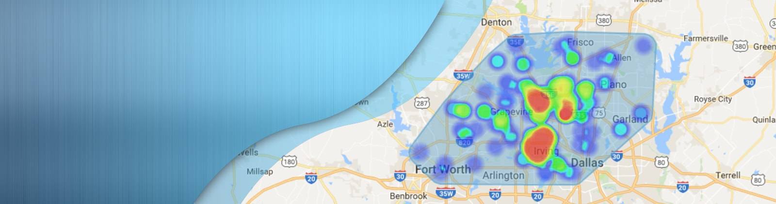 HVAC service area map Irving, TX