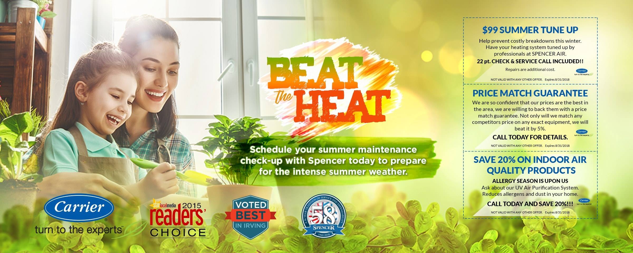 beat the heat schedule your summer maintenance check-up with spencr today to prepare for the intense summer weather
