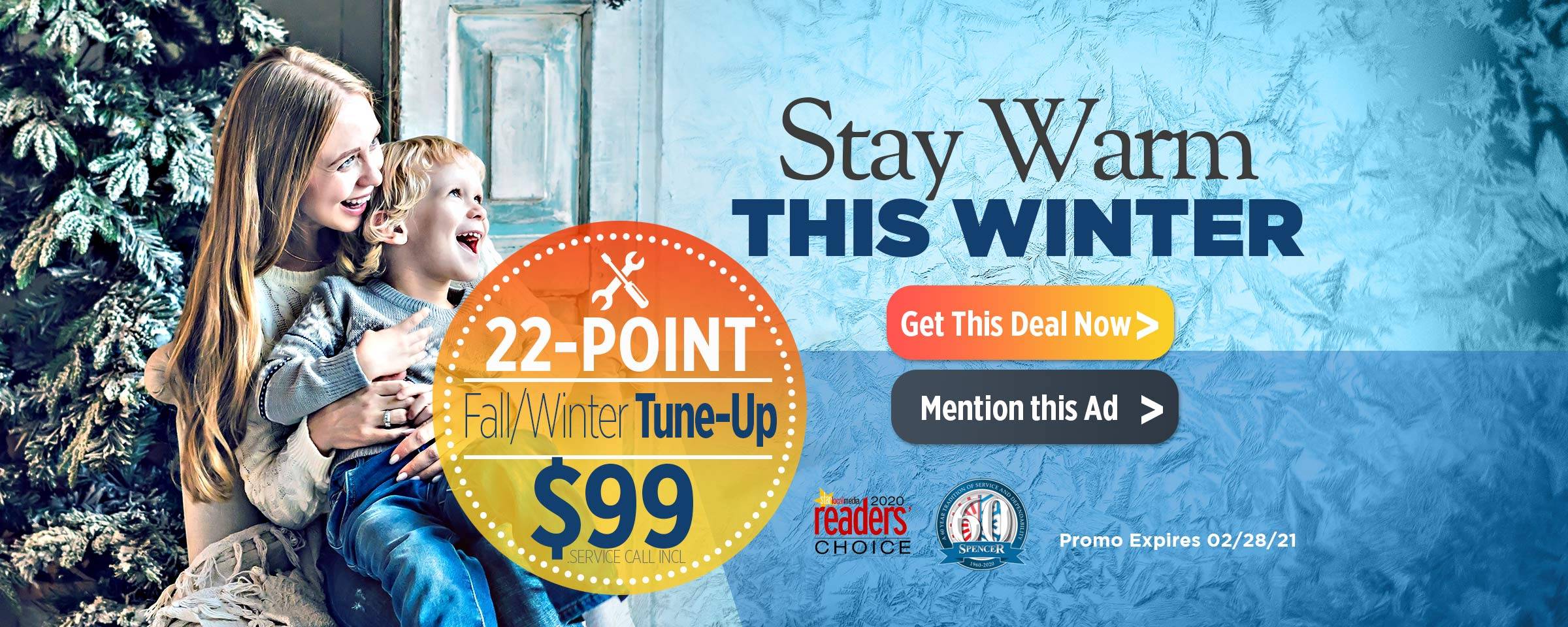 spencer promo stay warm this winter 22 point fall/winter tune up $99
